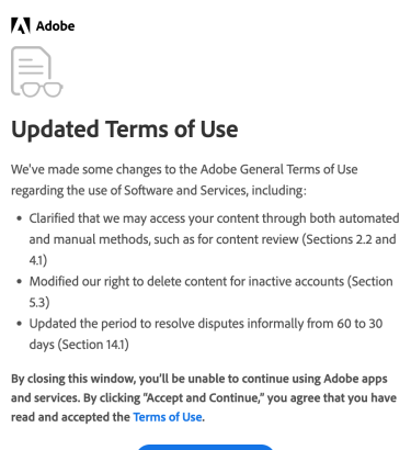 Adobe responds to uproar over new Terms of Service language